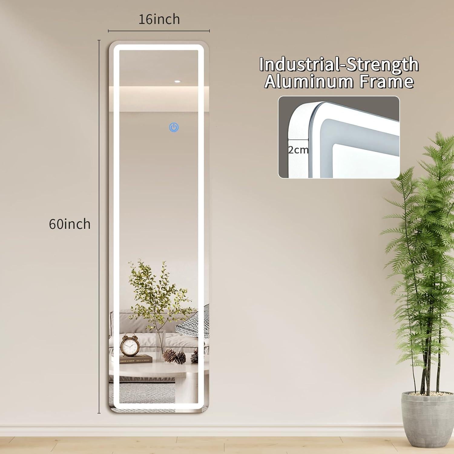 Espejo de Cuerpo Entero Koonmi LED 152.4x40.6cm Blanco