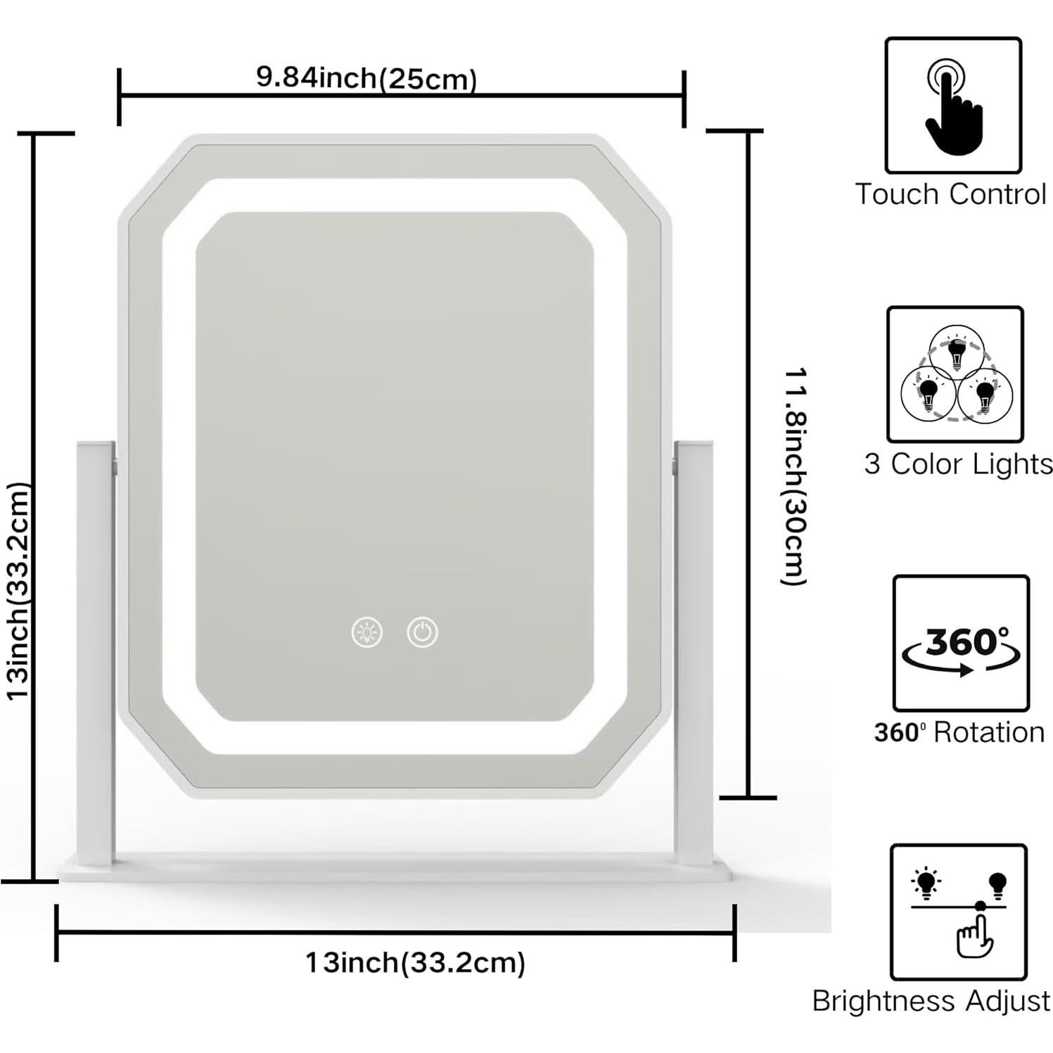 Espejo de Maquillaje Iluminado IBRIGHTSO 30.48cm 5X Táctil