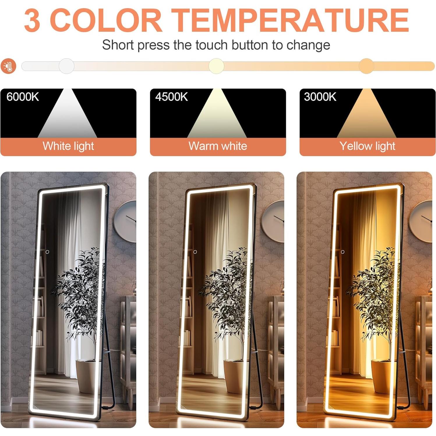 Espejo de Cuerpo Completo Iluminado LED WINNICE 142 cm x 40 cm