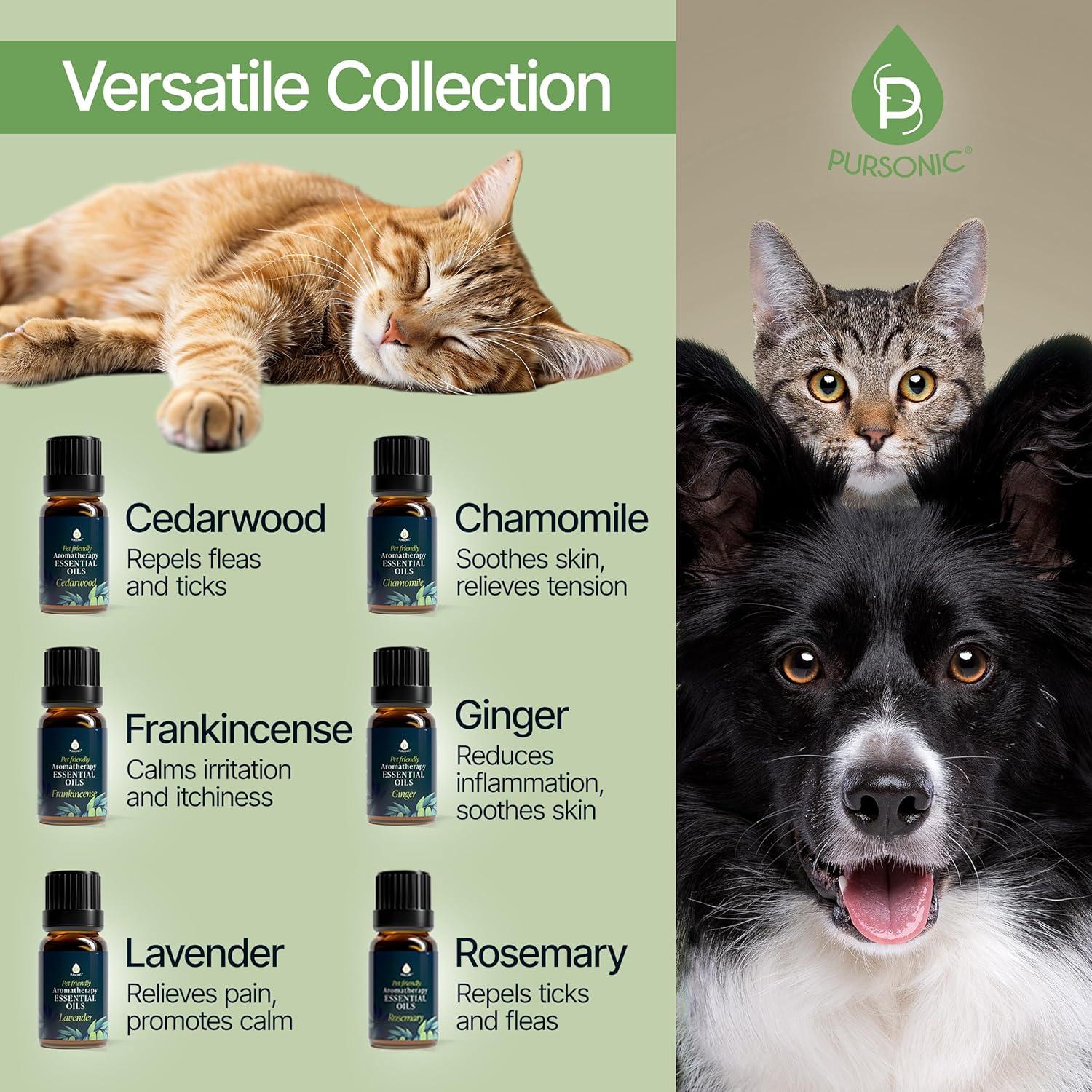Aceites Esenciales de Aromaterapia para Mascotas PURSONIC - 6 Unidades
