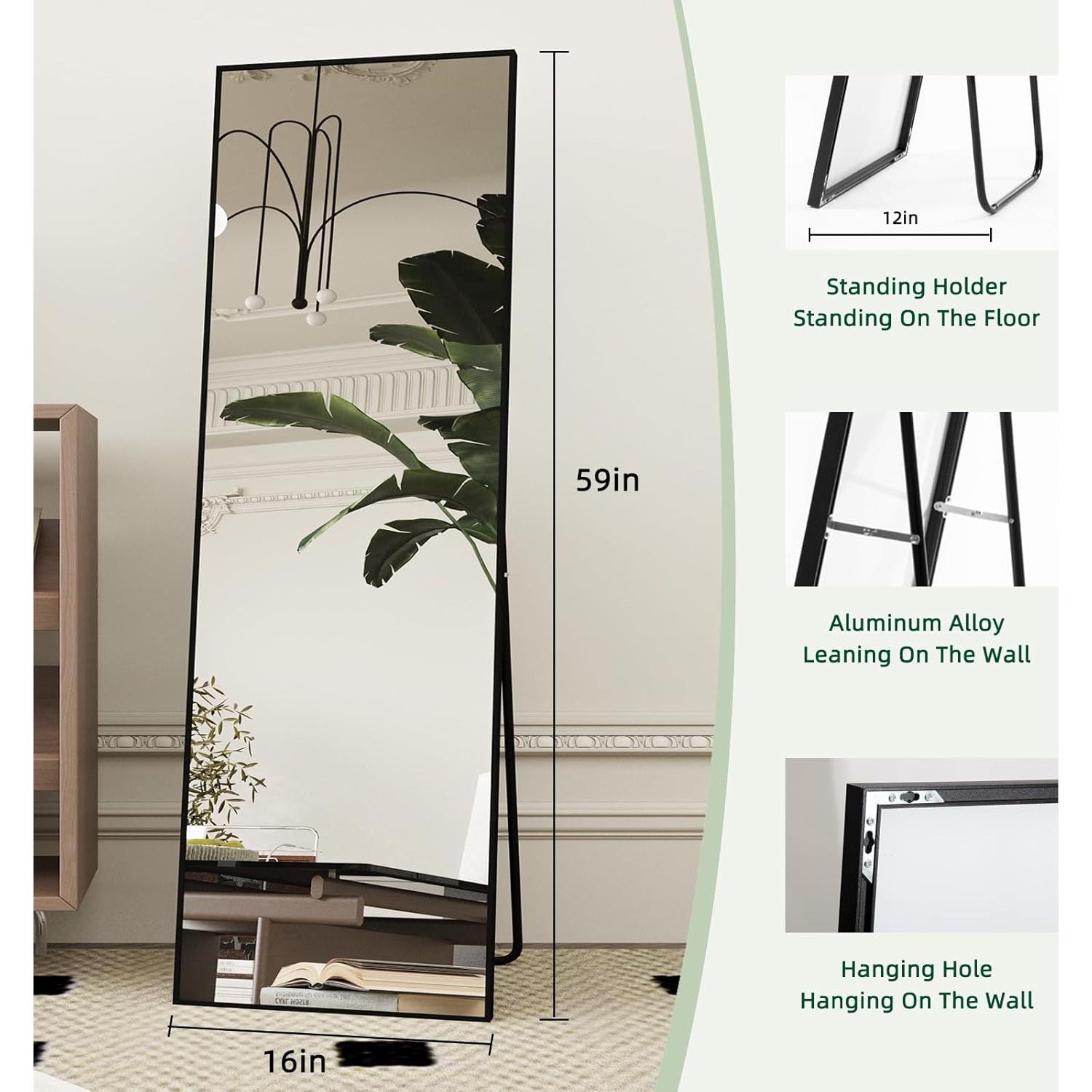 Espejo de Cuerpo Completo Beauty4U 149.86x40.64cm Negro