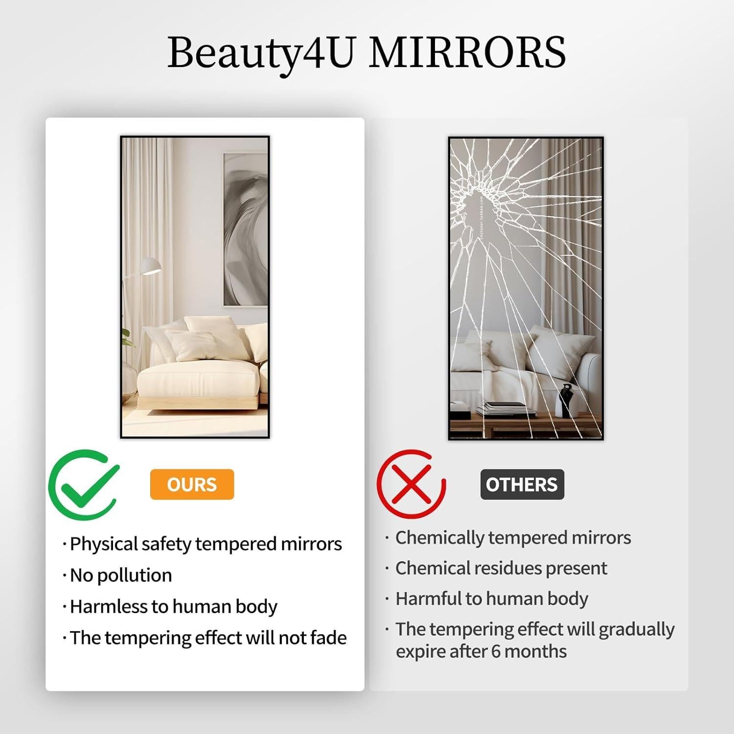 Espejo de Cuerpo Completo Beauty4U 149.86x40.64cm Negro