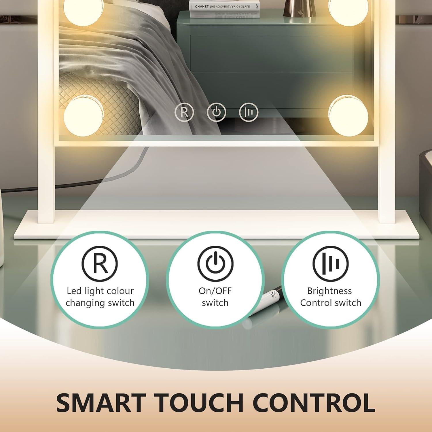 Espejo de tocador VVSmriti con luces LED 360° y aumento 5X