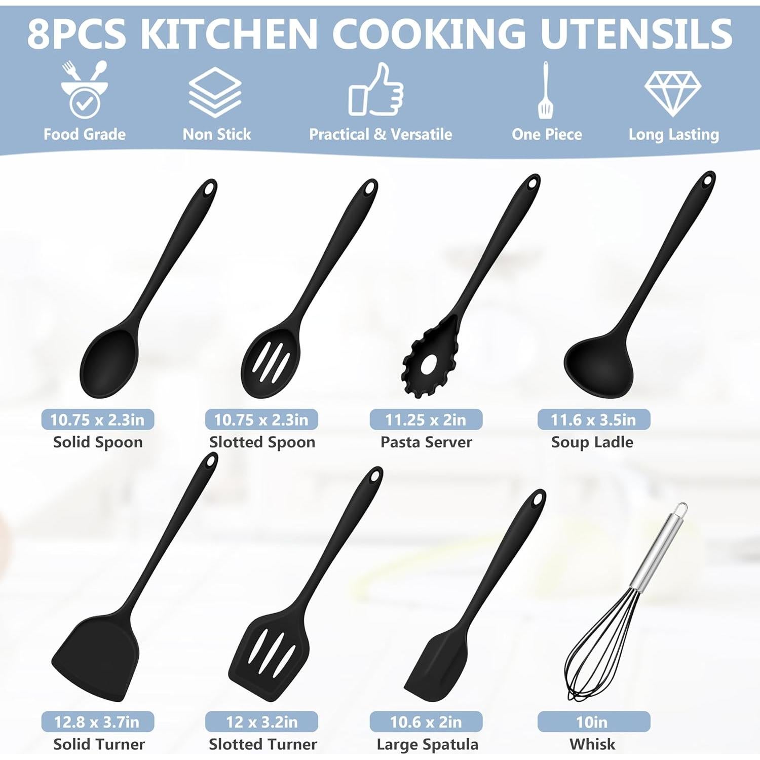 Set de Utensilios de Cocina de Silicona TeamFar - 8 Piezas