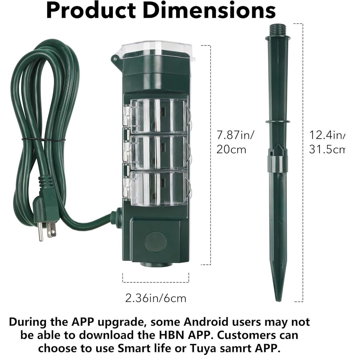 Enchufe Inteligente HBN para Exterior 6 Salidas WiFi 1.83m