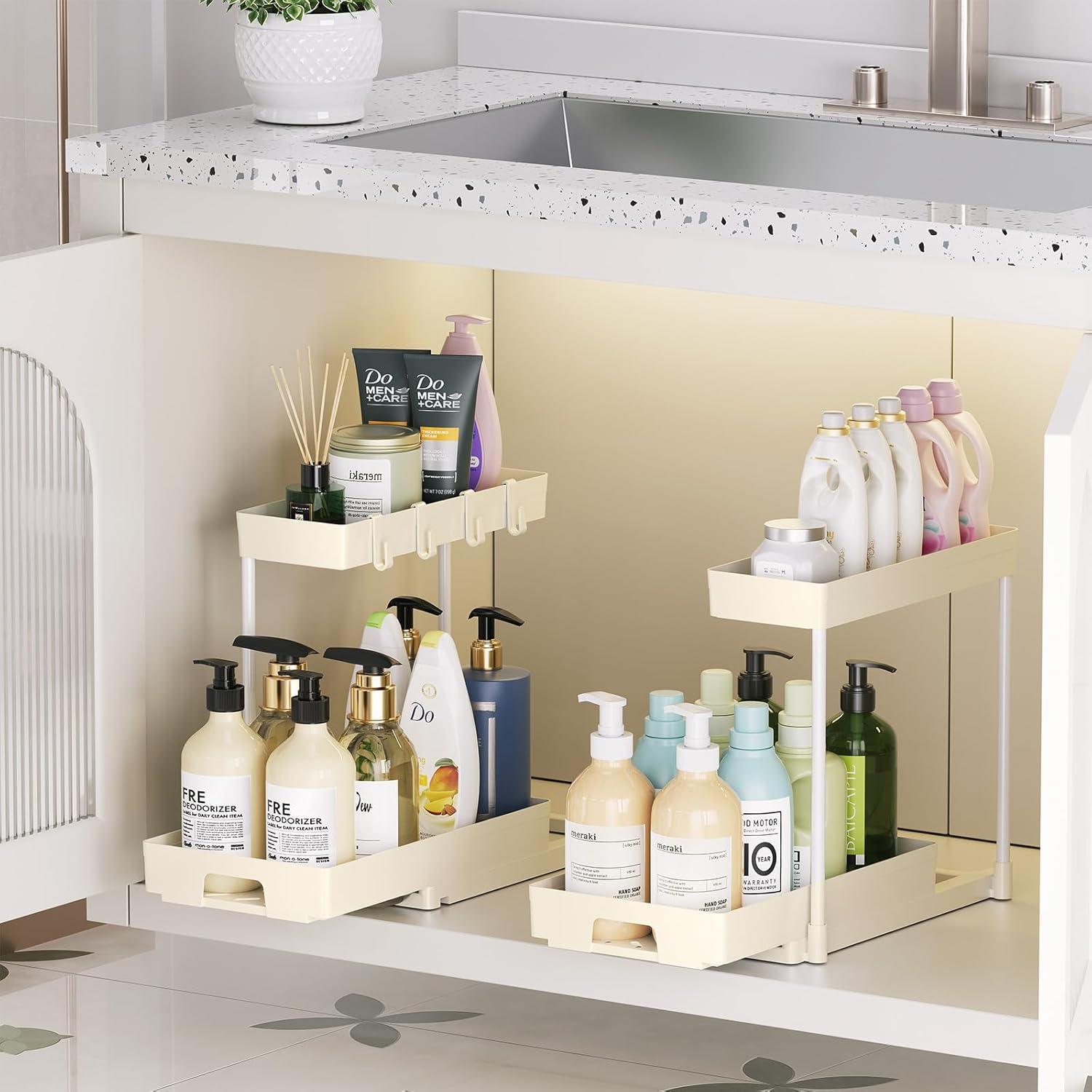 Organizador Bajo Fregadero Delamu 2 Set Beige con Cajón