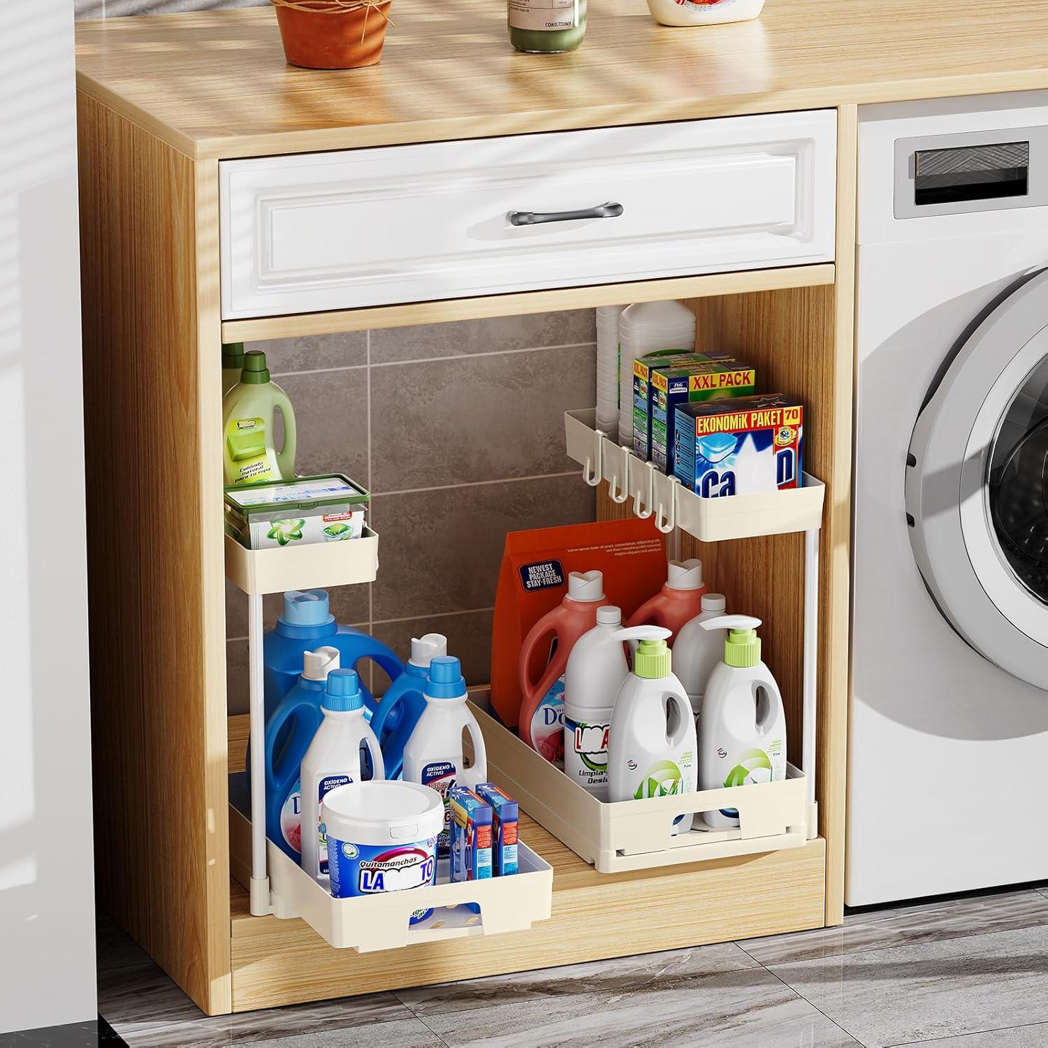 Organizador Bajo Fregadero Delamu 2 Set Beige con Cajón