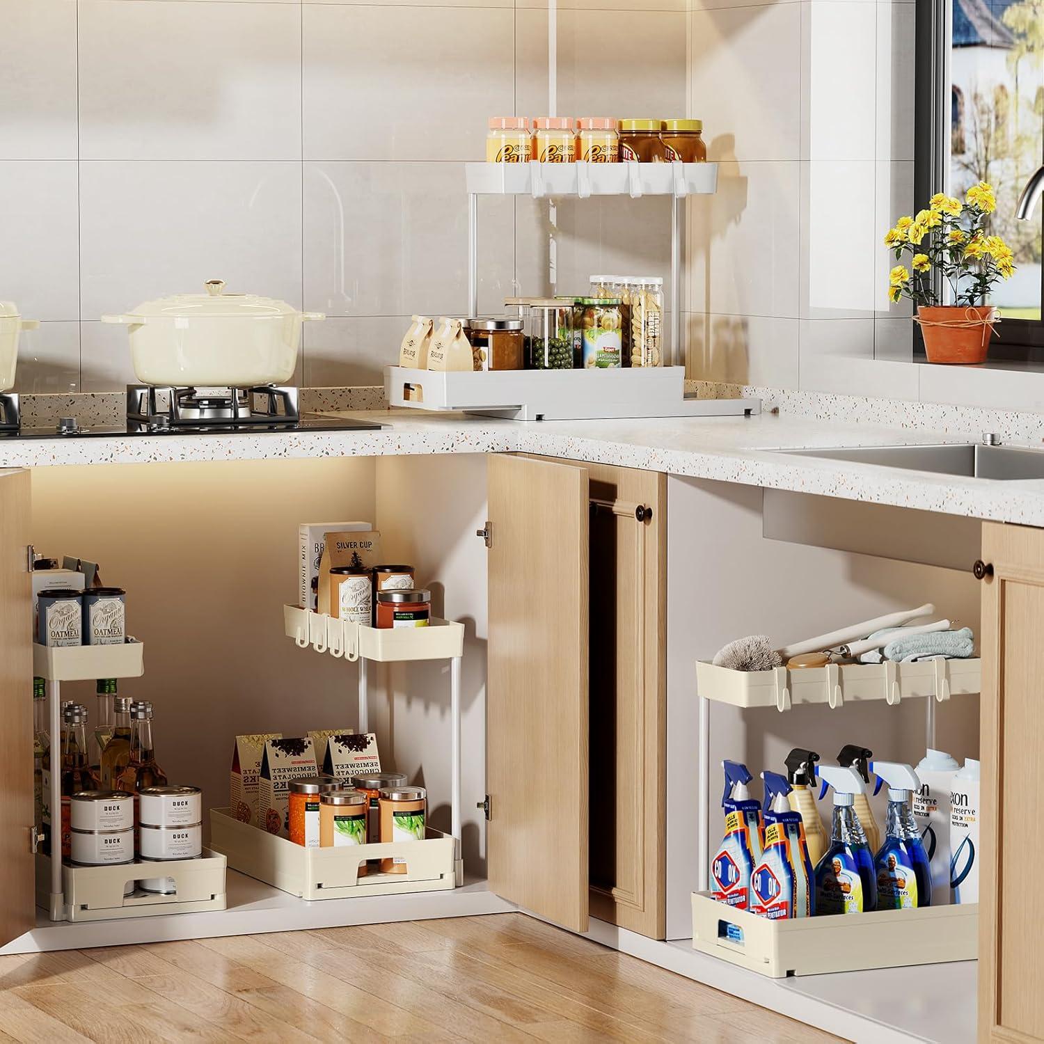 Organizador Bajo Fregadero Delamu 2 Set Beige con Cajón