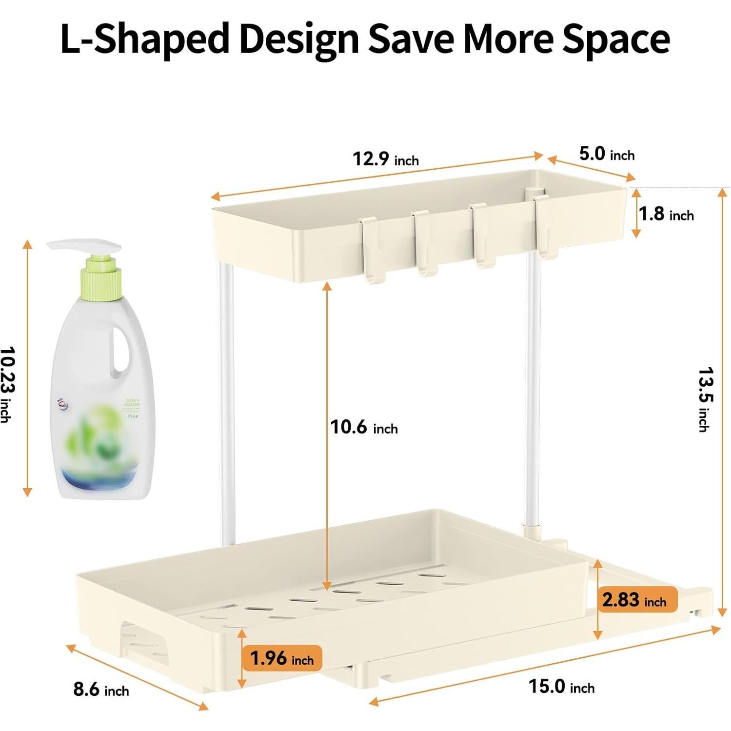 Organizador Bajo Fregadero Delamu 2 Set Beige con Cajón