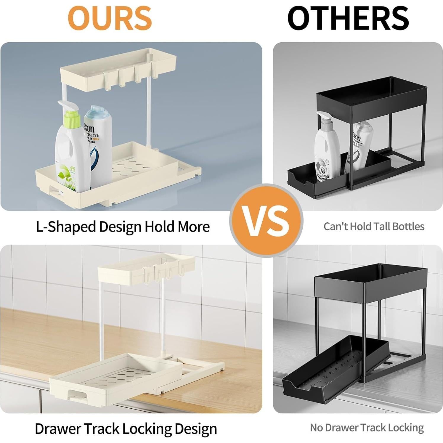 Organizador Bajo Fregadero Delamu 2 Set Beige con Cajón