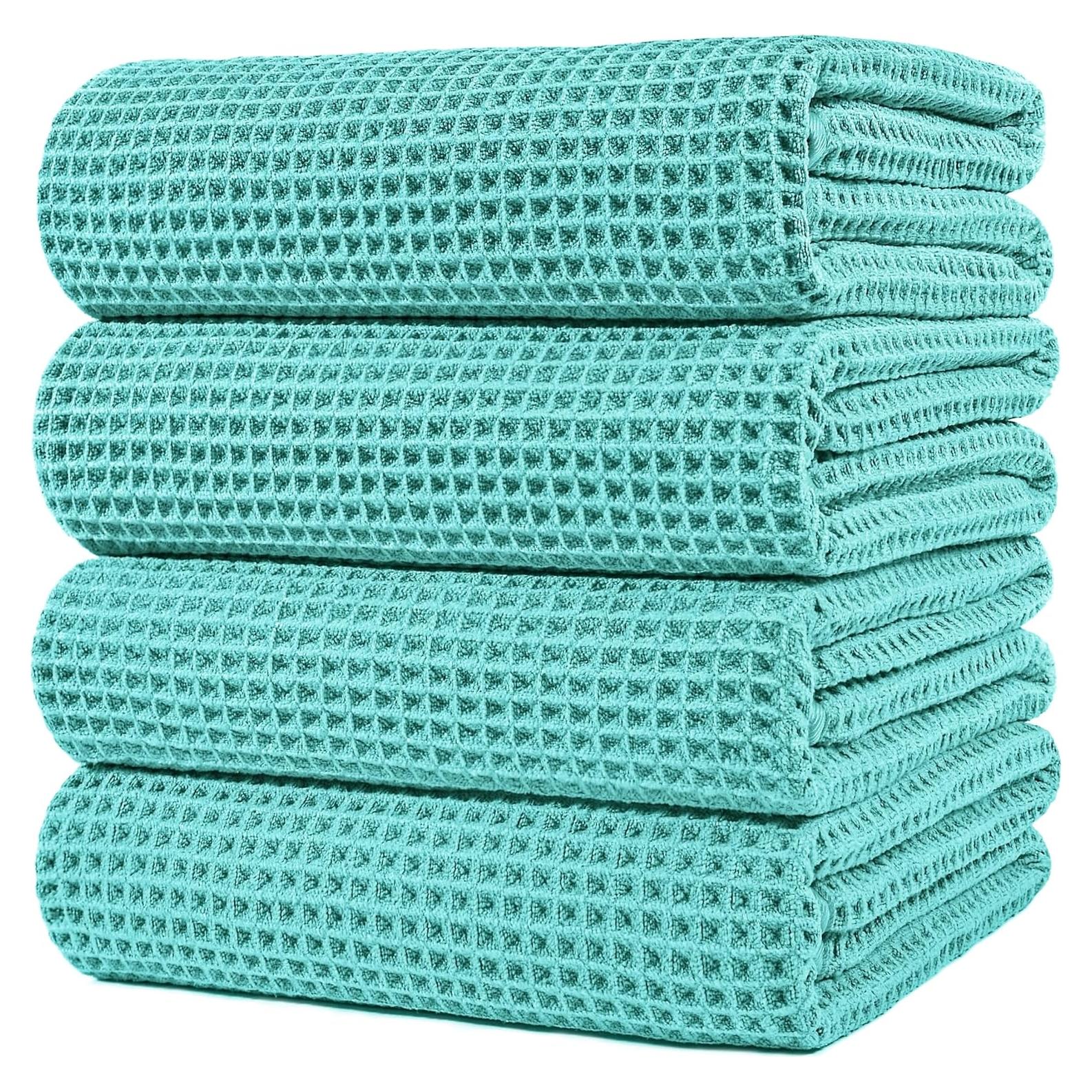 Toalla de baño POLYTE Waffle de microfibra 76.2x152.4 cm, 4 unidades