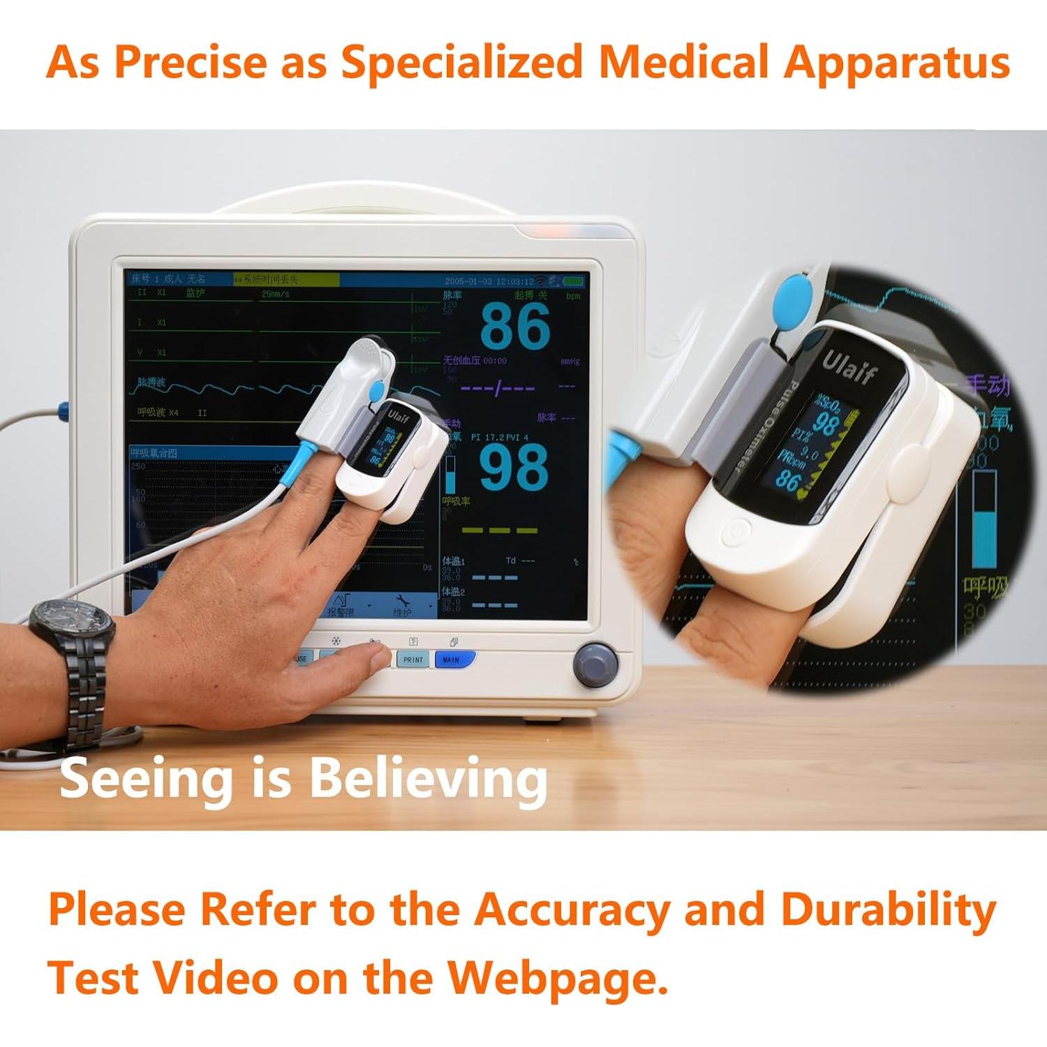 Oxímetro de Pulso Hunan Accurate, Monitor SpO2 OLED Negro