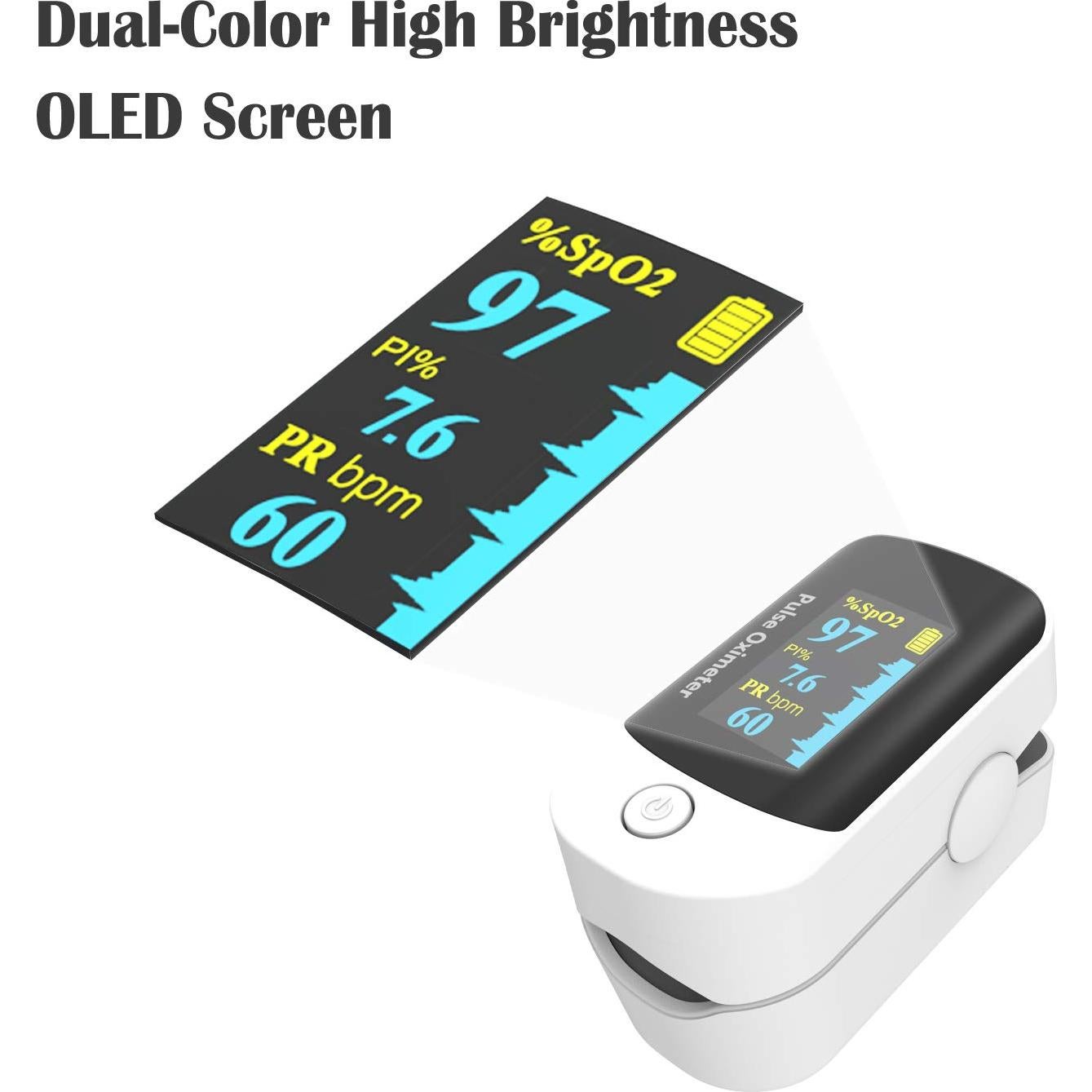 Oxímetro de Pulso Hunan Accurate, Monitor SpO2 OLED Negro
