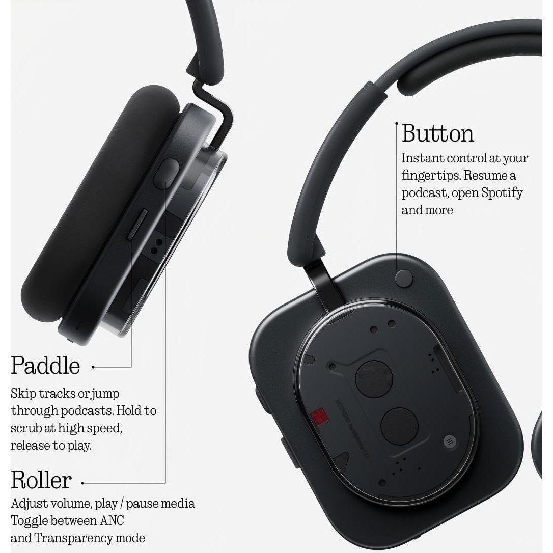 Auriculares Nothing (1) Bluetooth con ANC, 80h reproducción, negros