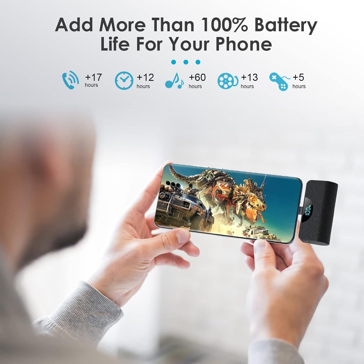 Mini Cargador Portátil USB-C 5200mAh 2 Pack con Pantalla LCD