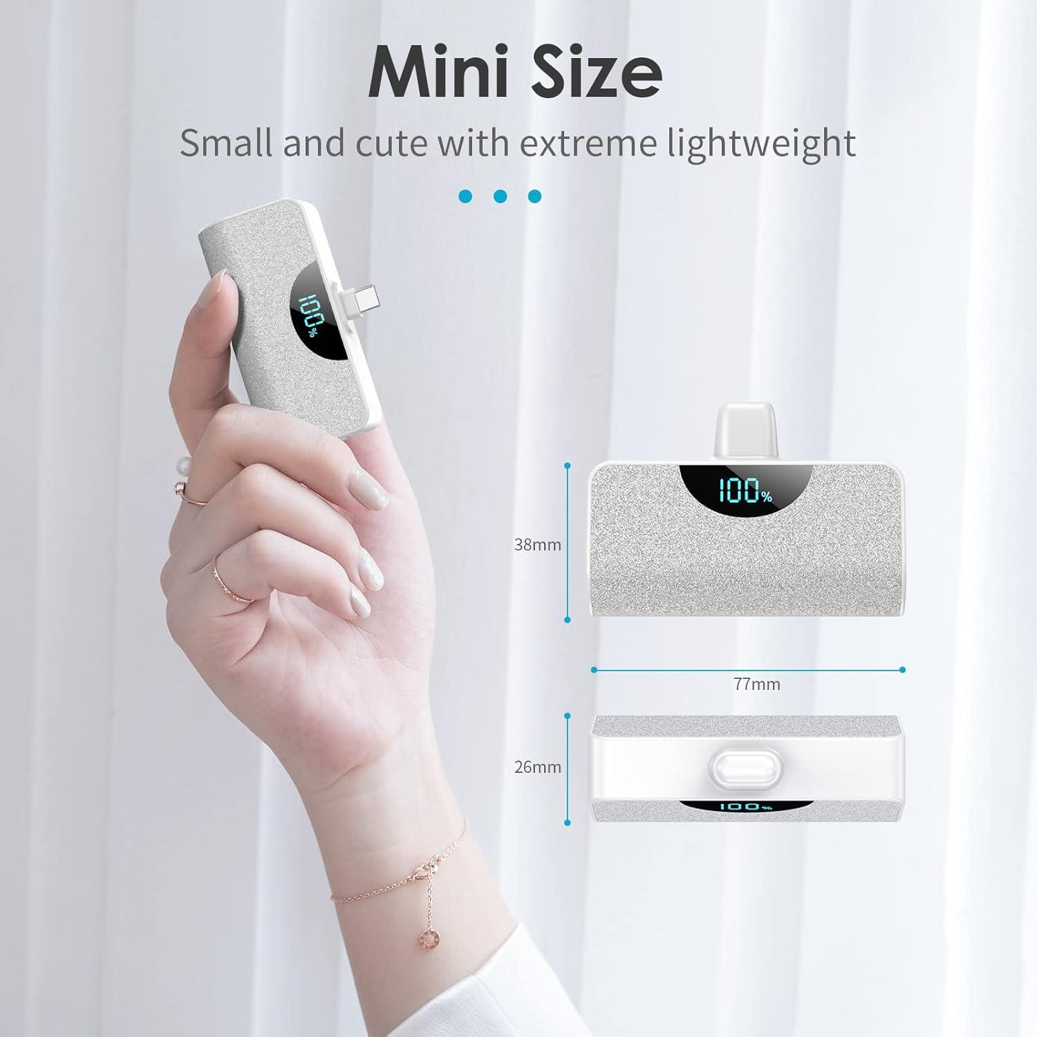 Mini Cargador Portátil USB-C 5200mAh 2 Pack con Pantalla LCD