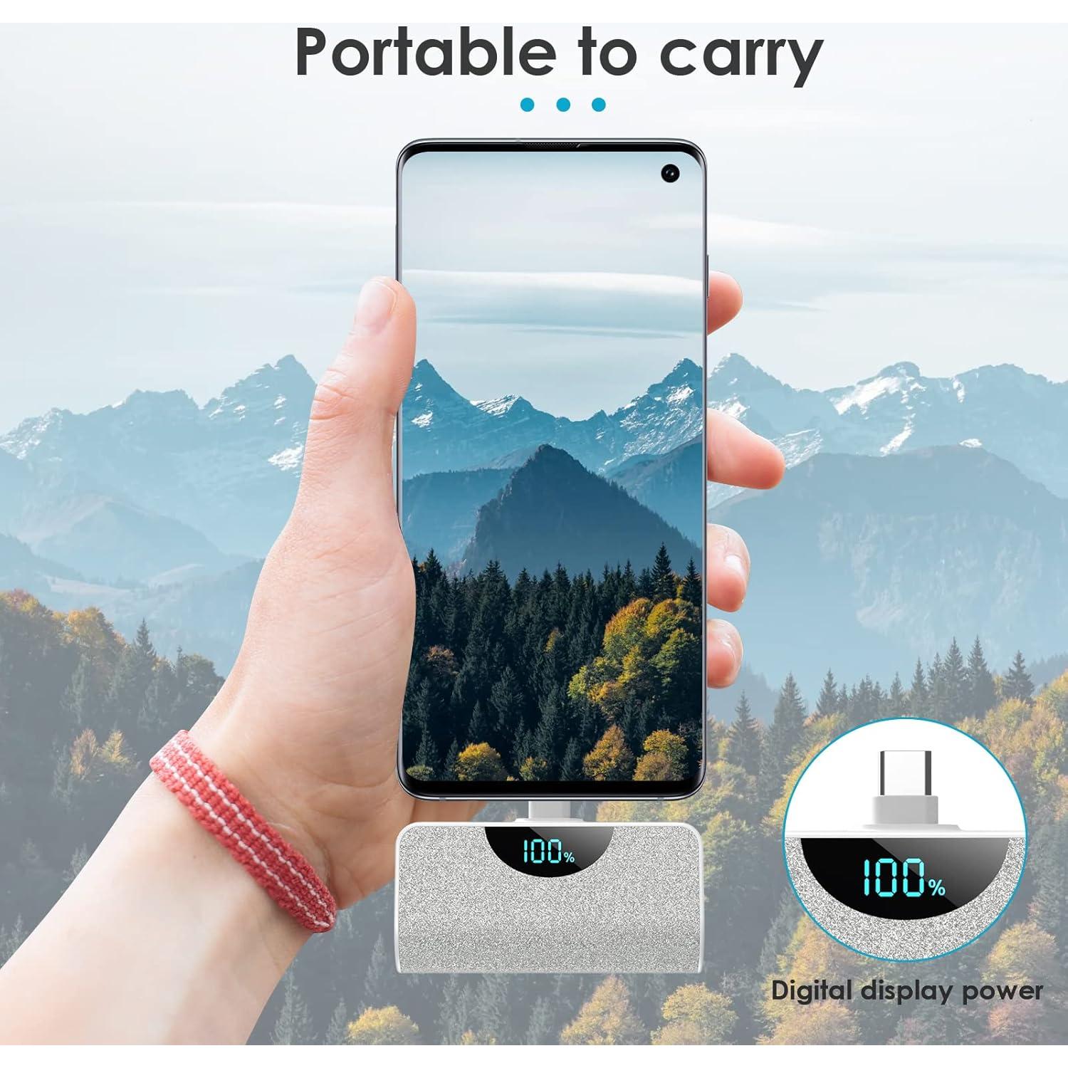 Mini Cargador Portátil USB-C 5200mAh 2 Pack con Pantalla LCD