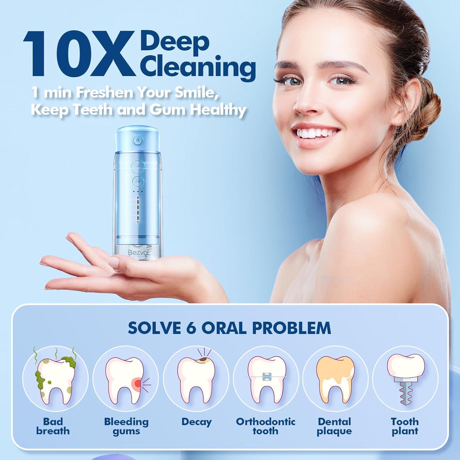 Hilo Dental Portátil Bezvoi Y825 Inalámbrico IPX7 6 Puntas