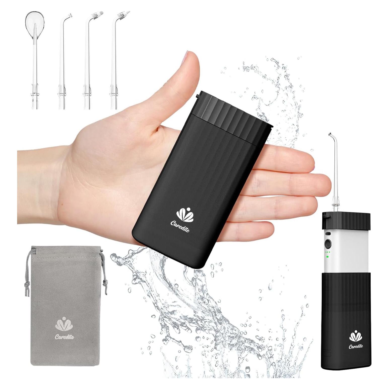 Irrigador Oral Portátil Caredite MS18 Negro, Recargable IPX7