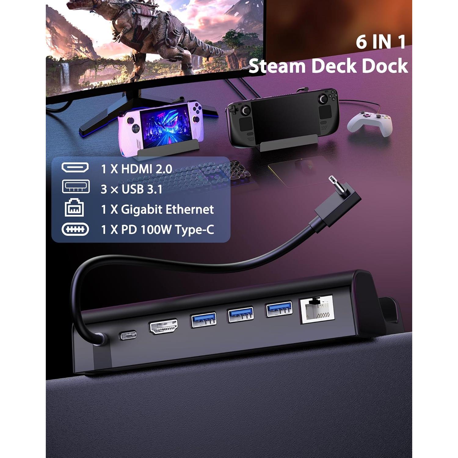 Dock Antank 6-en-1 para Steam Deck y ROG Ally 4K HDMI