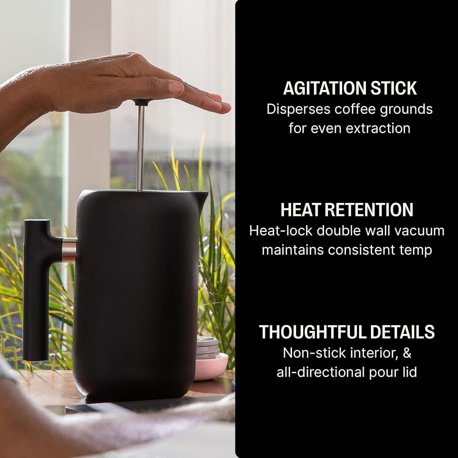 Cafetera Prensa Francesa Fellow Clara 0.71 L Acero Inoxidable Negro Mate