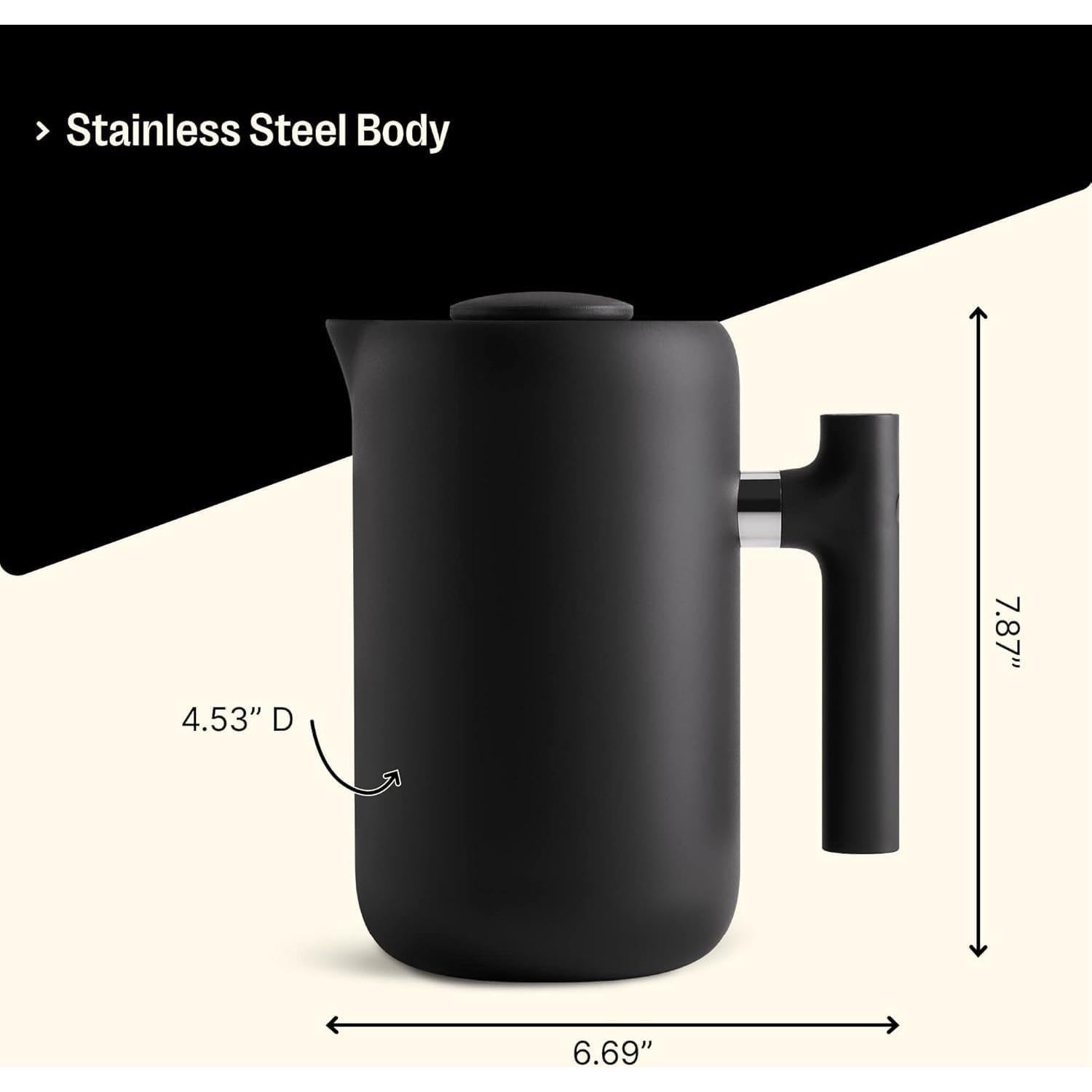 Cafetera Prensa Francesa Fellow Clara 0.71 L Acero Inoxidable Negro Mate