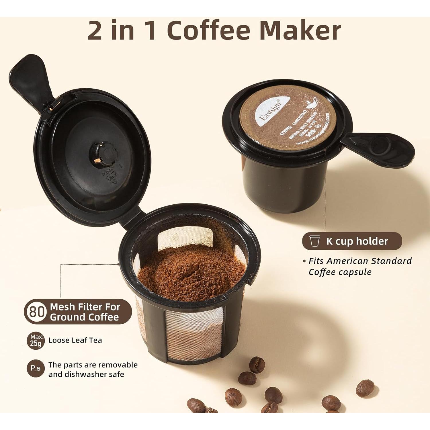Máquina de café K Cup Sykaffe 2 en 1 177-414 ml automática