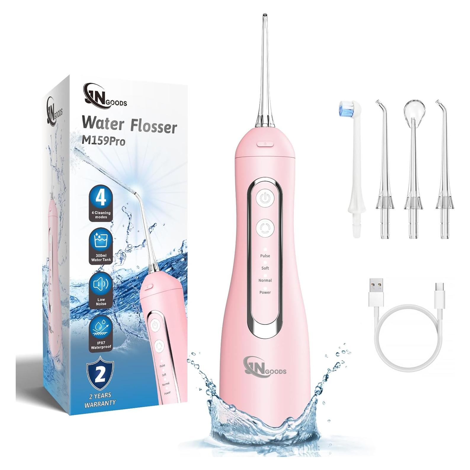 Irrigador bucal inalámbrico JNGOODS M159-Pro 300ml IPX7 Rosa
