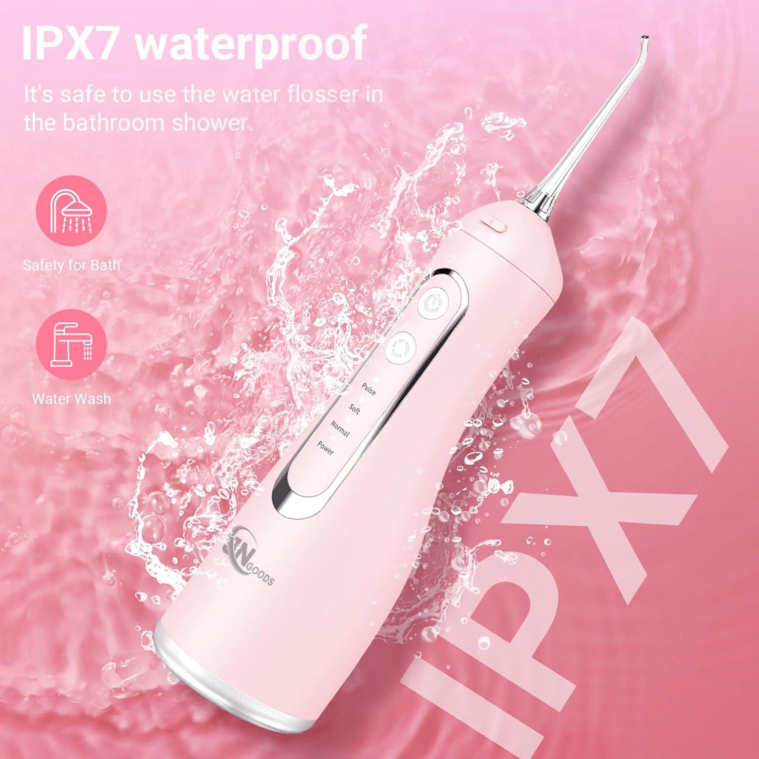 Irrigador bucal inalámbrico JNGOODS M159-Pro 300ml IPX7 Rosa