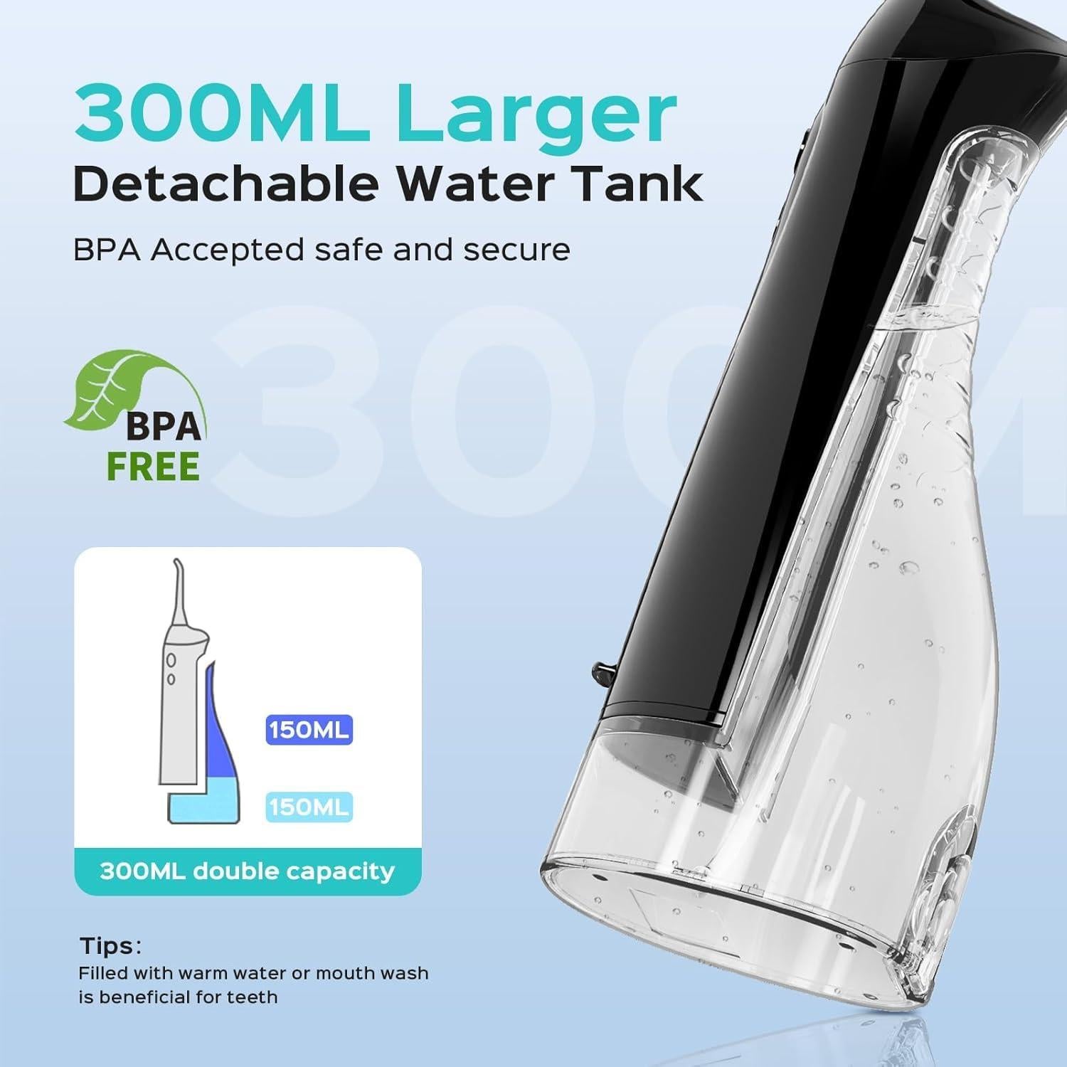 Irrigador Dental Portátil COSLUS C20 300ml IPX7 para Viajes