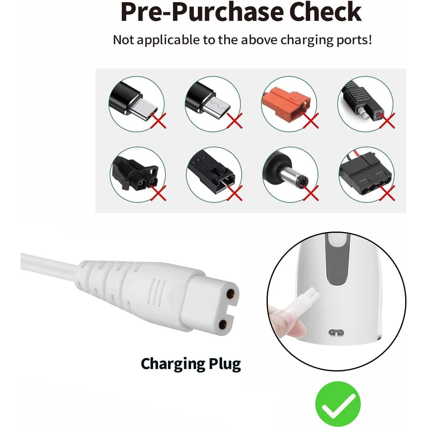 Cable de Carga USB para Irrigador Oral Tonton 1 Paquete Blanco