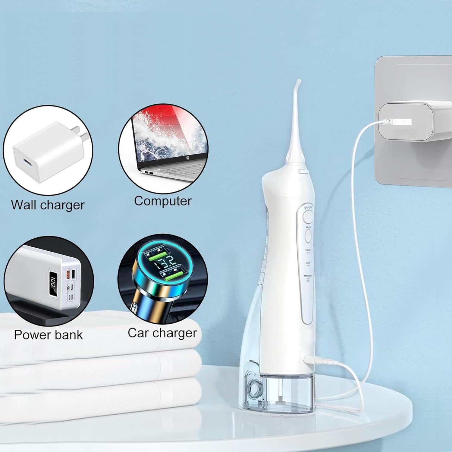 Cable de Carga USB para Irrigador Oral Tonton 1 Paquete Blanco