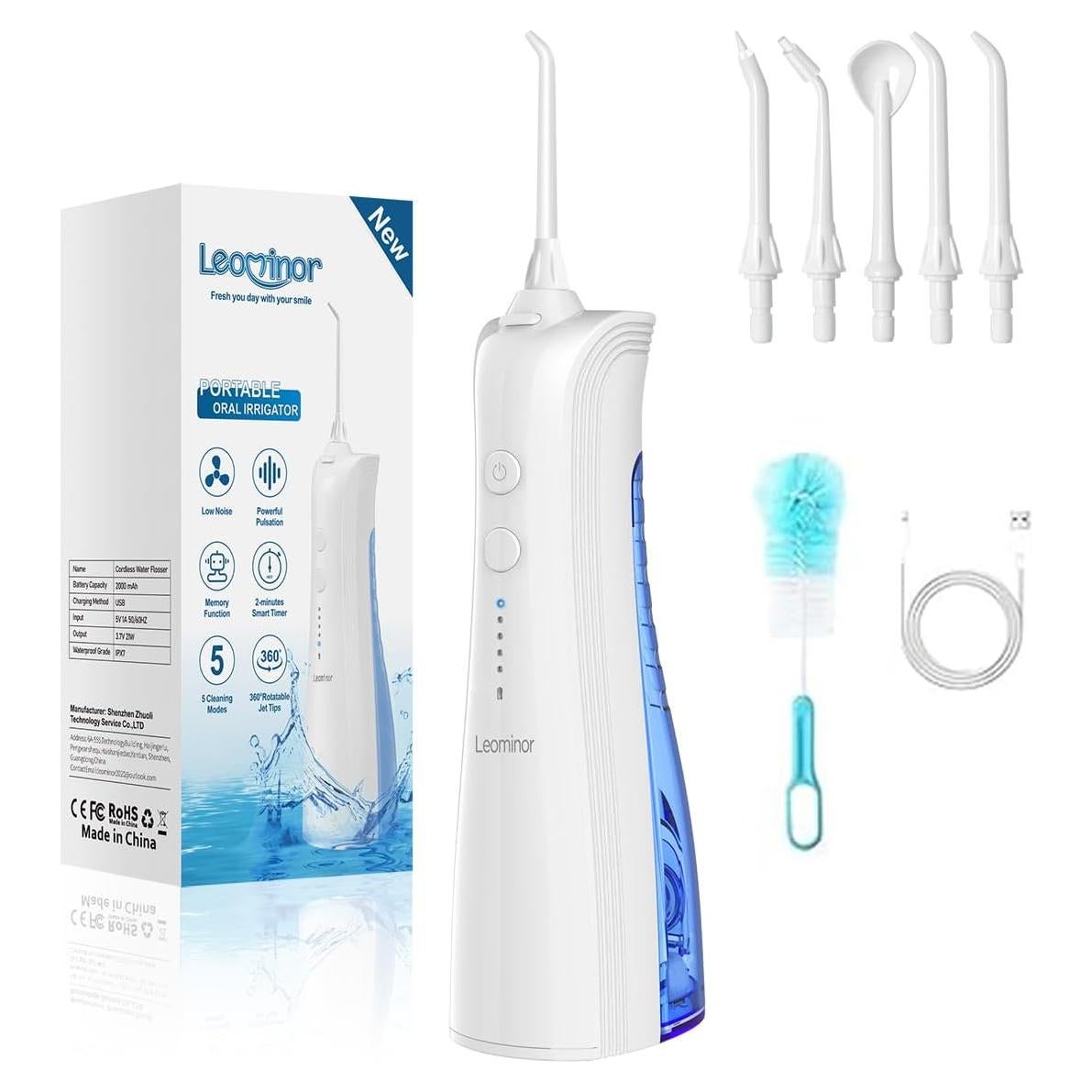 Irrigador Oral Portátil Inalámbrico Leominor Leo A6 230ml Blanco