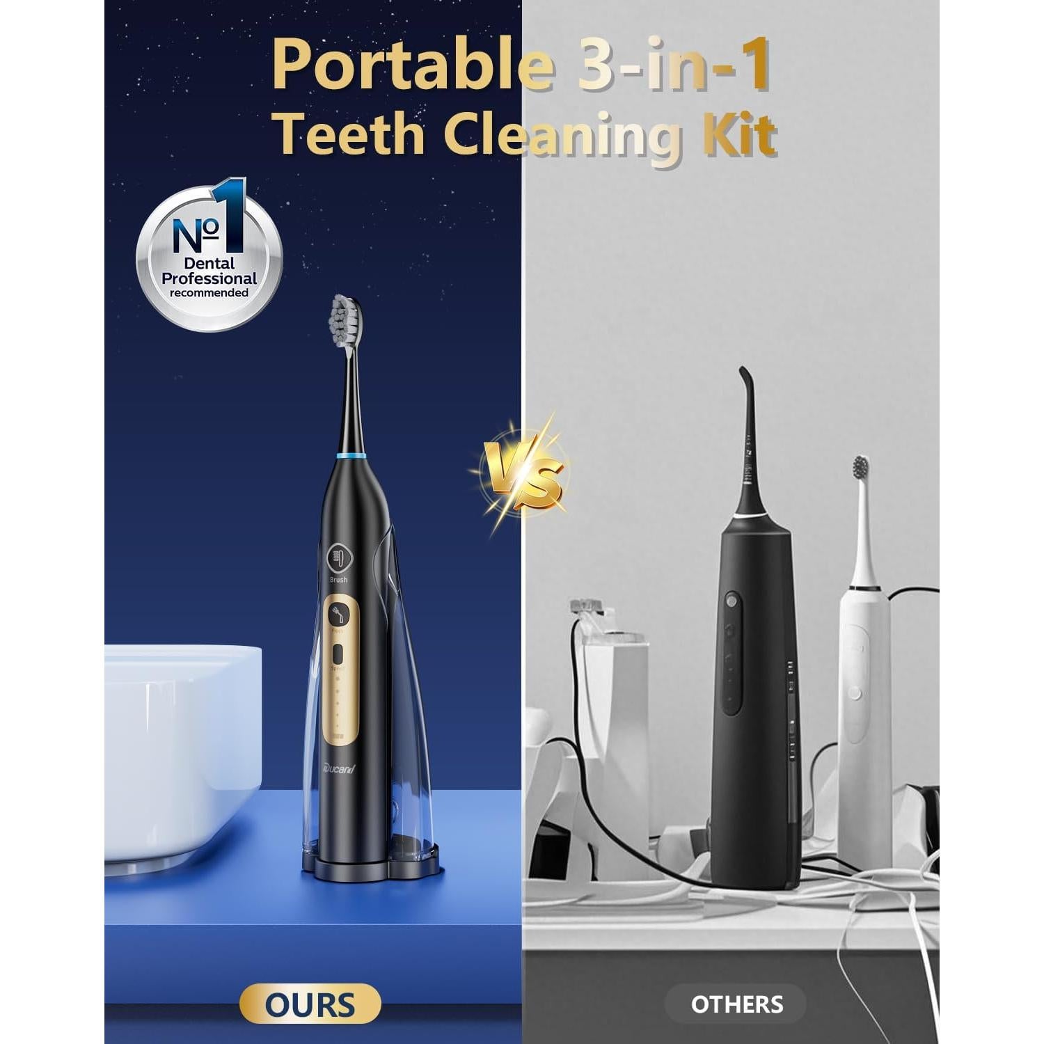 Cepillo de dientes eléctrico Ducard 3 en 1 con irrigador portátil