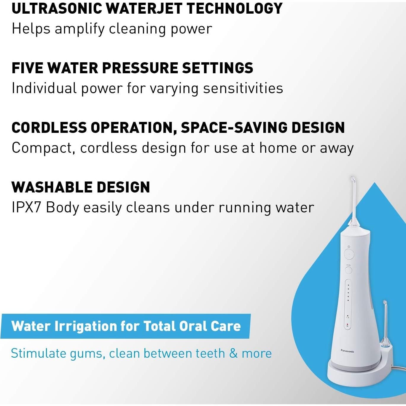 Irrigador Oral Inalámbrico Panasonic EW1511W 200ml Ultrasónico