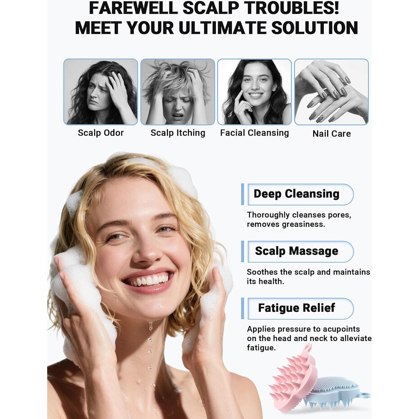 Masajeador de Cuero Cabelludo 2 en 1 HOIGRBOM - Silicona