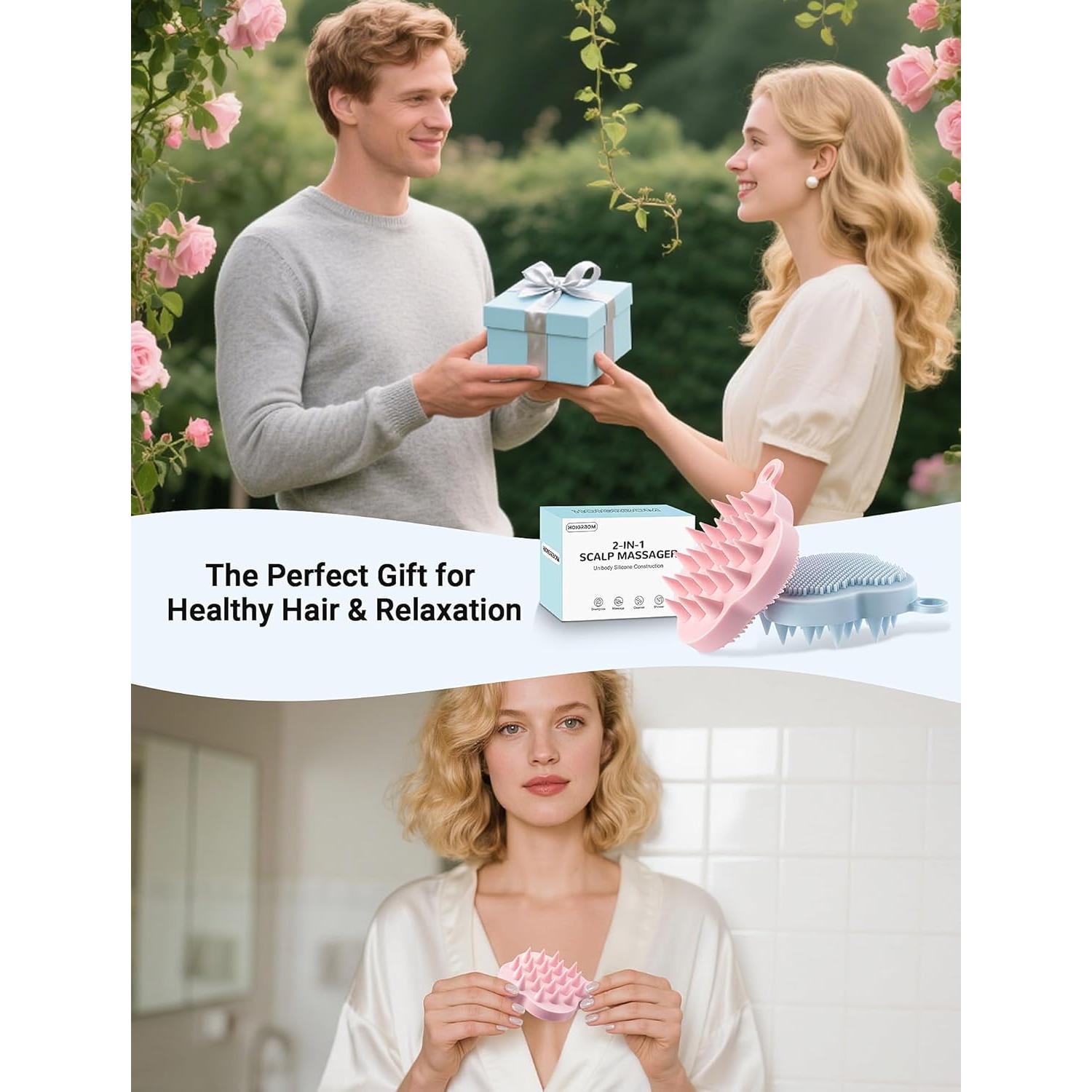 Masajeador de Cuero Cabelludo 2 en 1 HOIGRBOM - Silicona