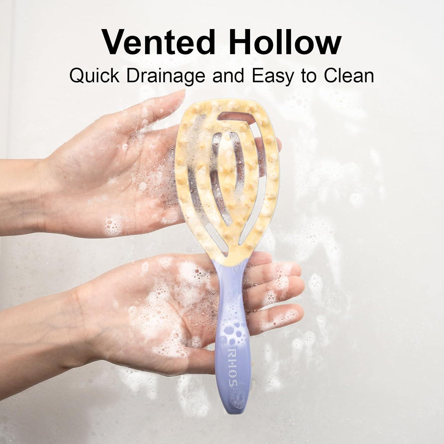 Masajeador de Cuero Cabelludo RHOS, Cepillo de Champú Púrpura