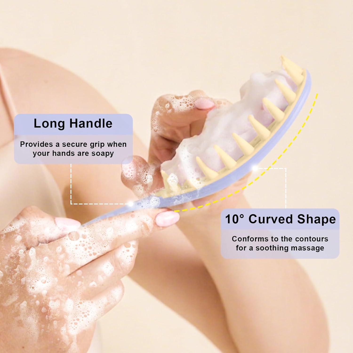 Masajeador de Cuero Cabelludo RHOS, Cepillo de Champú Púrpura