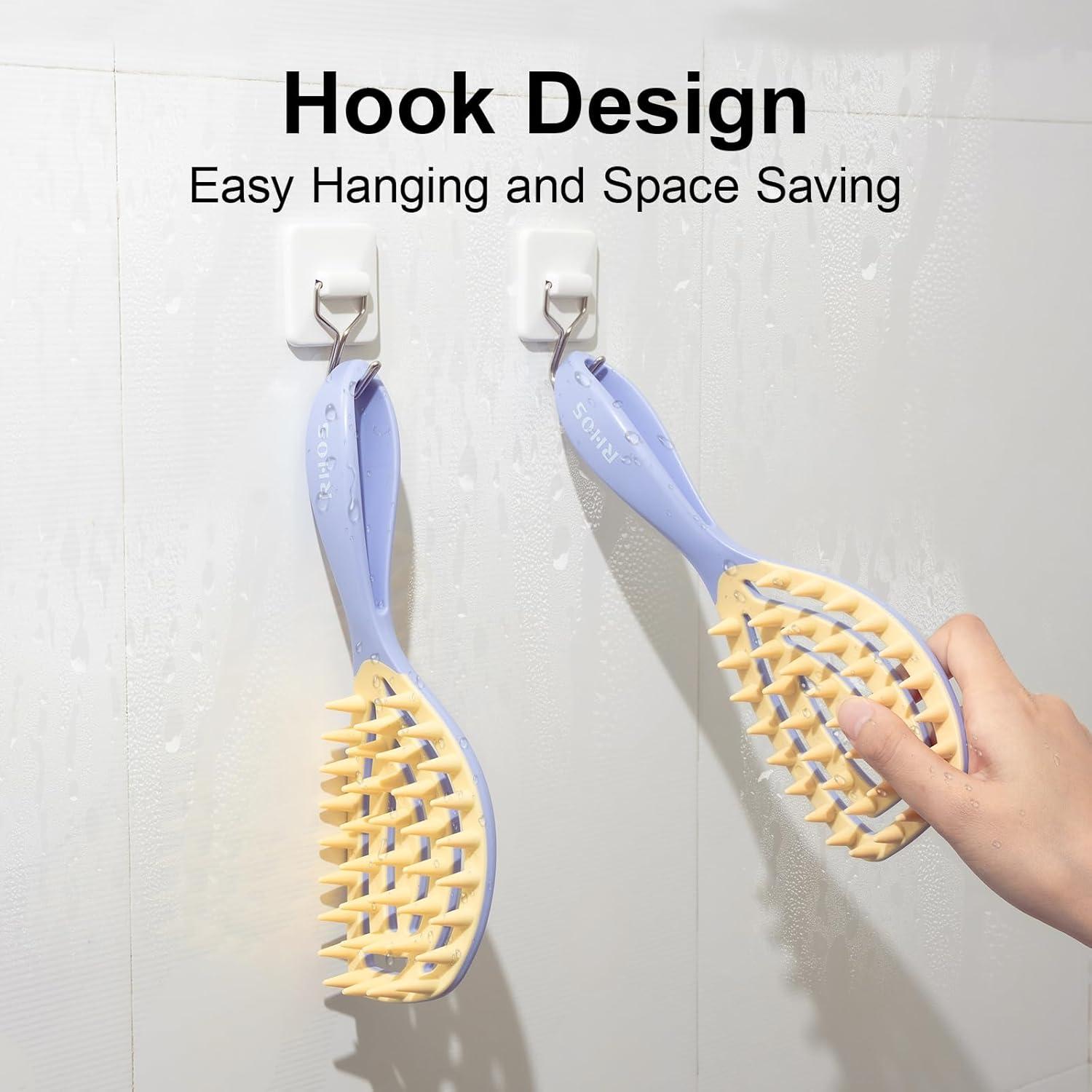 Masajeador de Cuero Cabelludo RHOS, Cepillo de Champú Púrpura