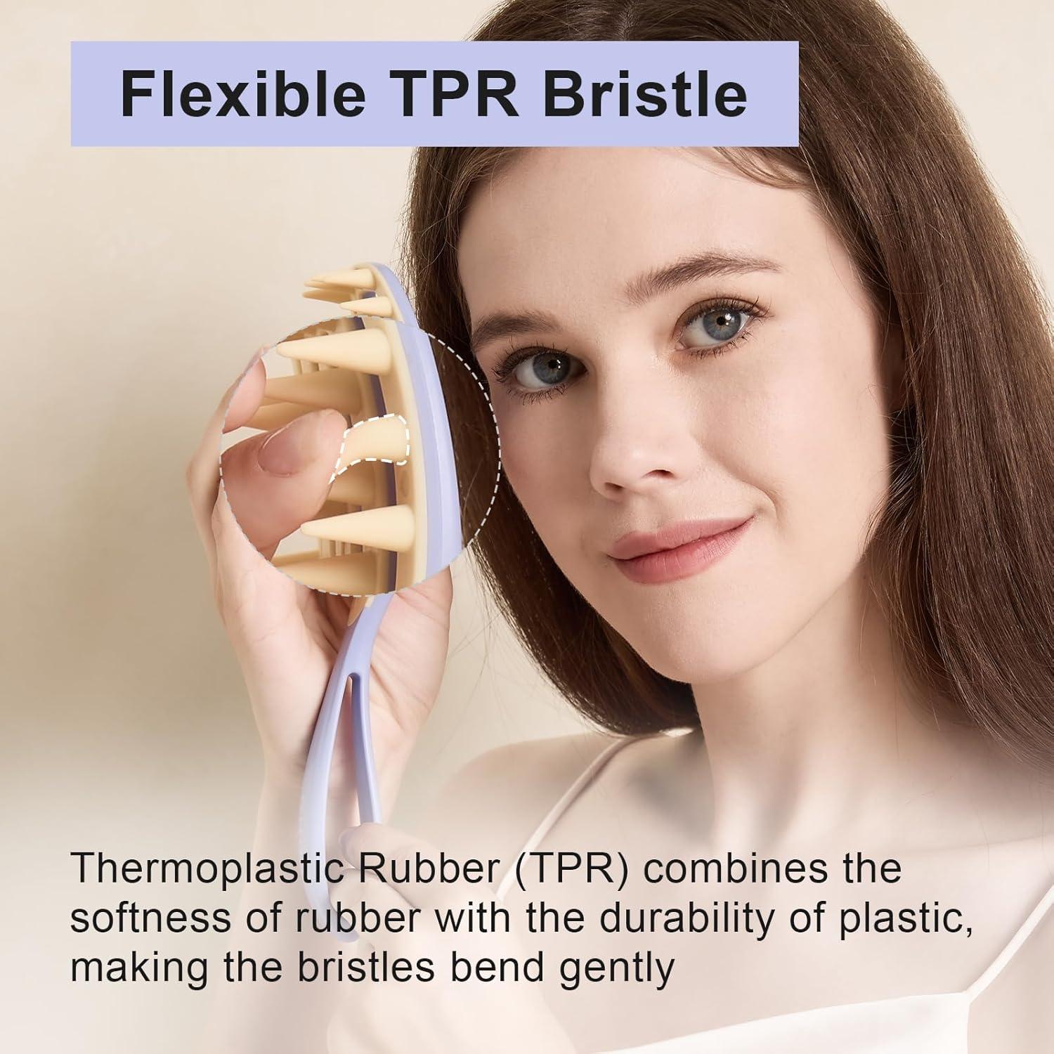 Masajeador de Cuero Cabelludo RHOS, Cepillo de Champú Púrpura