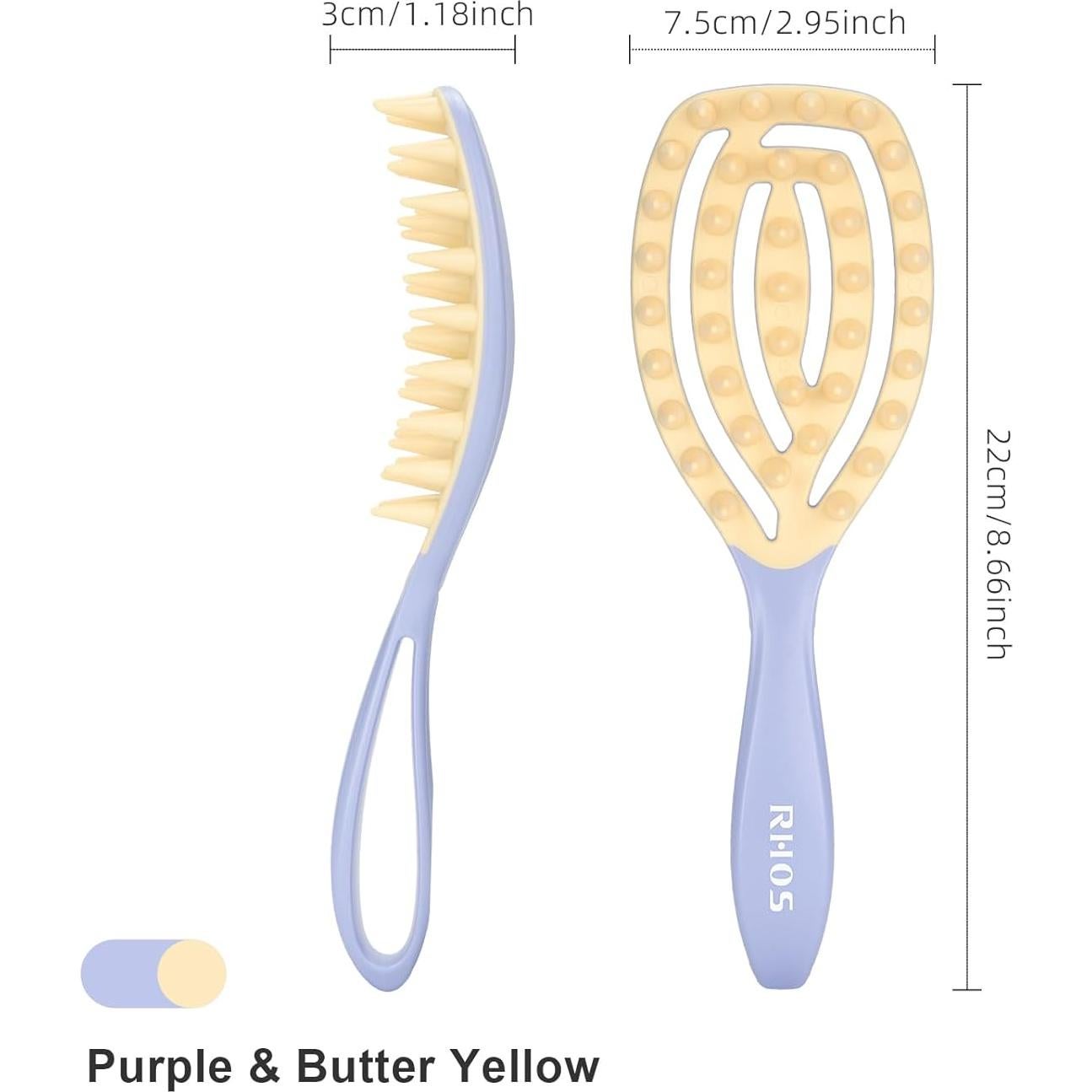 Masajeador de Cuero Cabelludo RHOS, Cepillo de Champú Púrpura