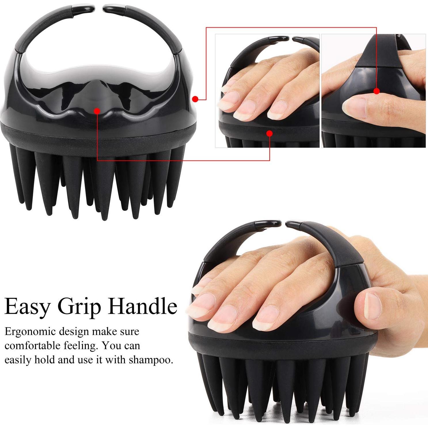 Cepillo de Champú de Silicona BTYMS para Cuero Cabelludo - Negro