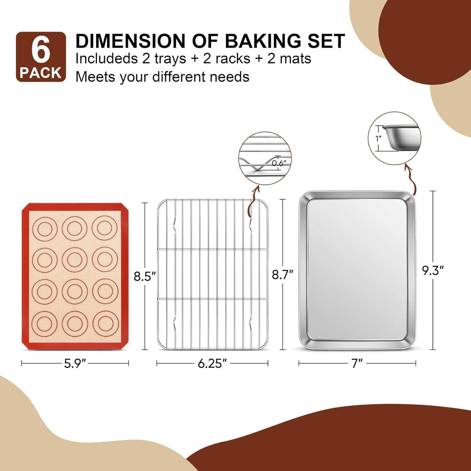 Kit de Horneado TeamFar: 2 Bandejas, 2 Rejillas y 2 Alfombrillas