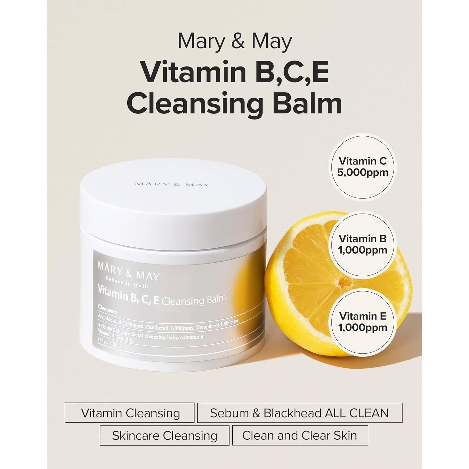 Bálsamo Limpiador Mary&May Vitaminas B, C, E 115g - Hipoalergénico