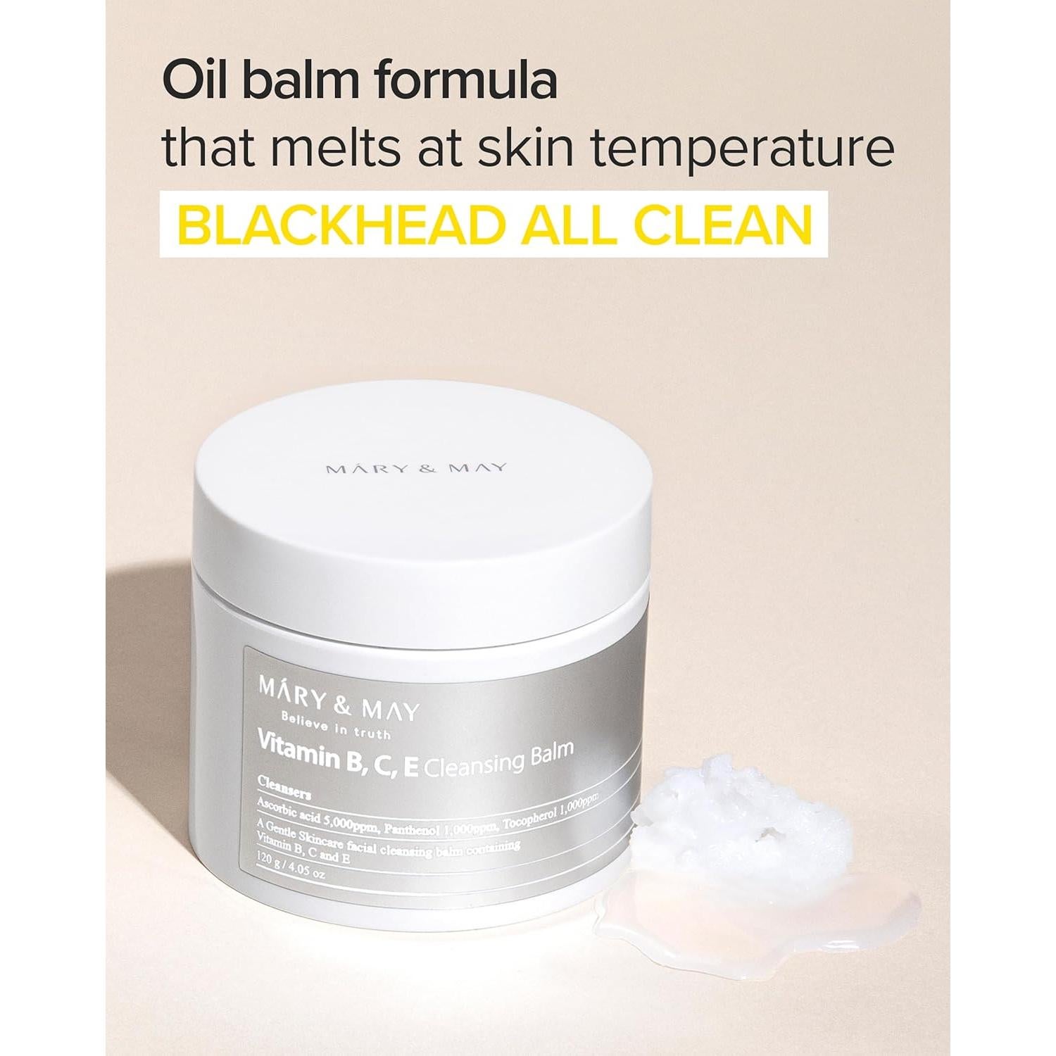 Bálsamo Limpiador Mary&May Vitaminas B, C, E 115g - Hipoalergénico