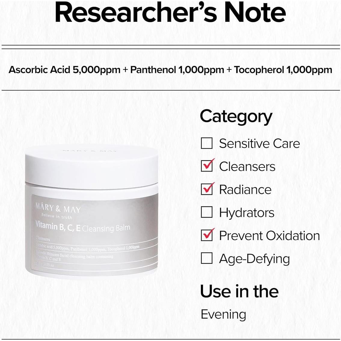 Bálsamo Limpiador Mary&May Vitaminas B, C, E 115g - Hipoalergénico