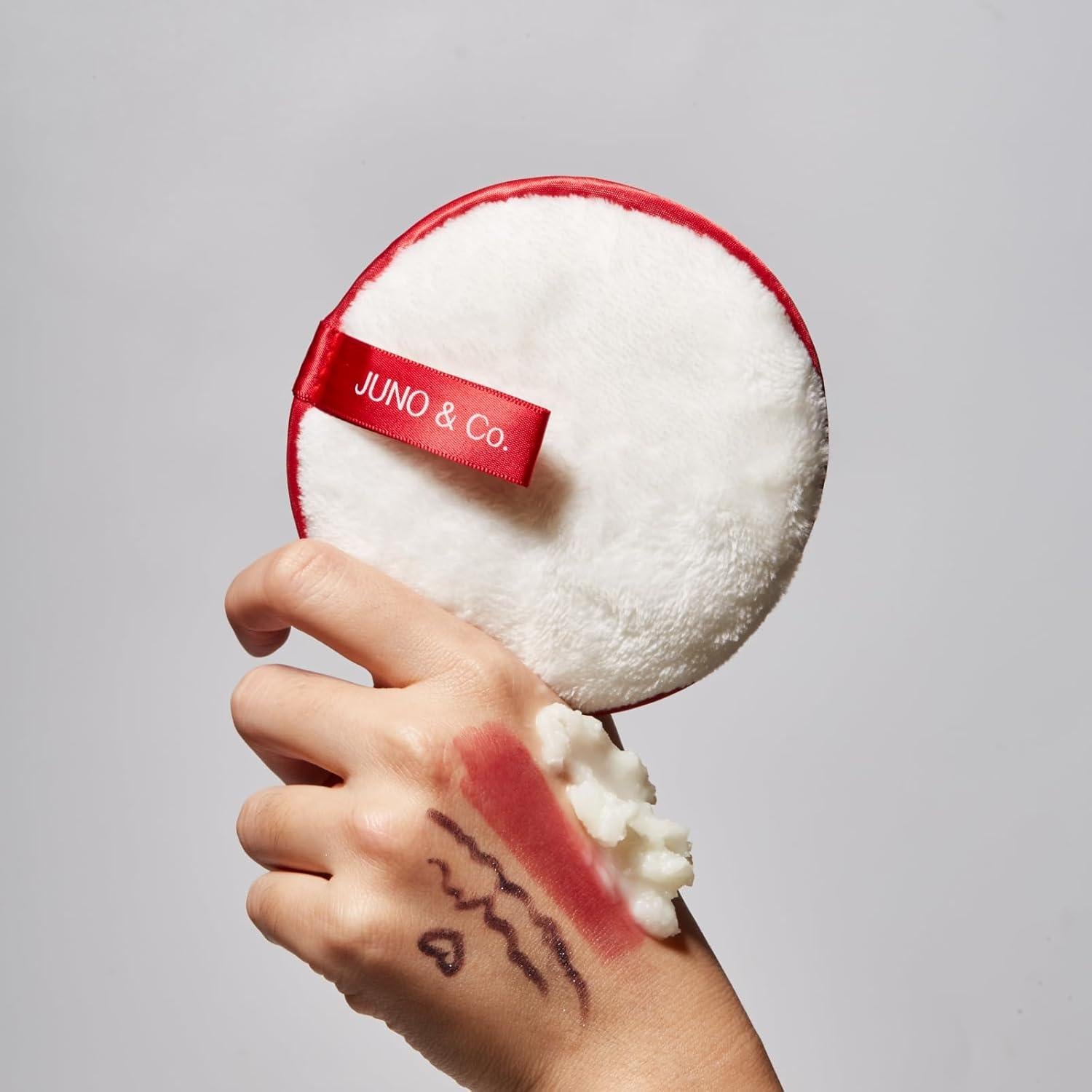Almohadilla Desmaquillante Reutilizable JUNO & Co. Roja 15.3x14.4cm