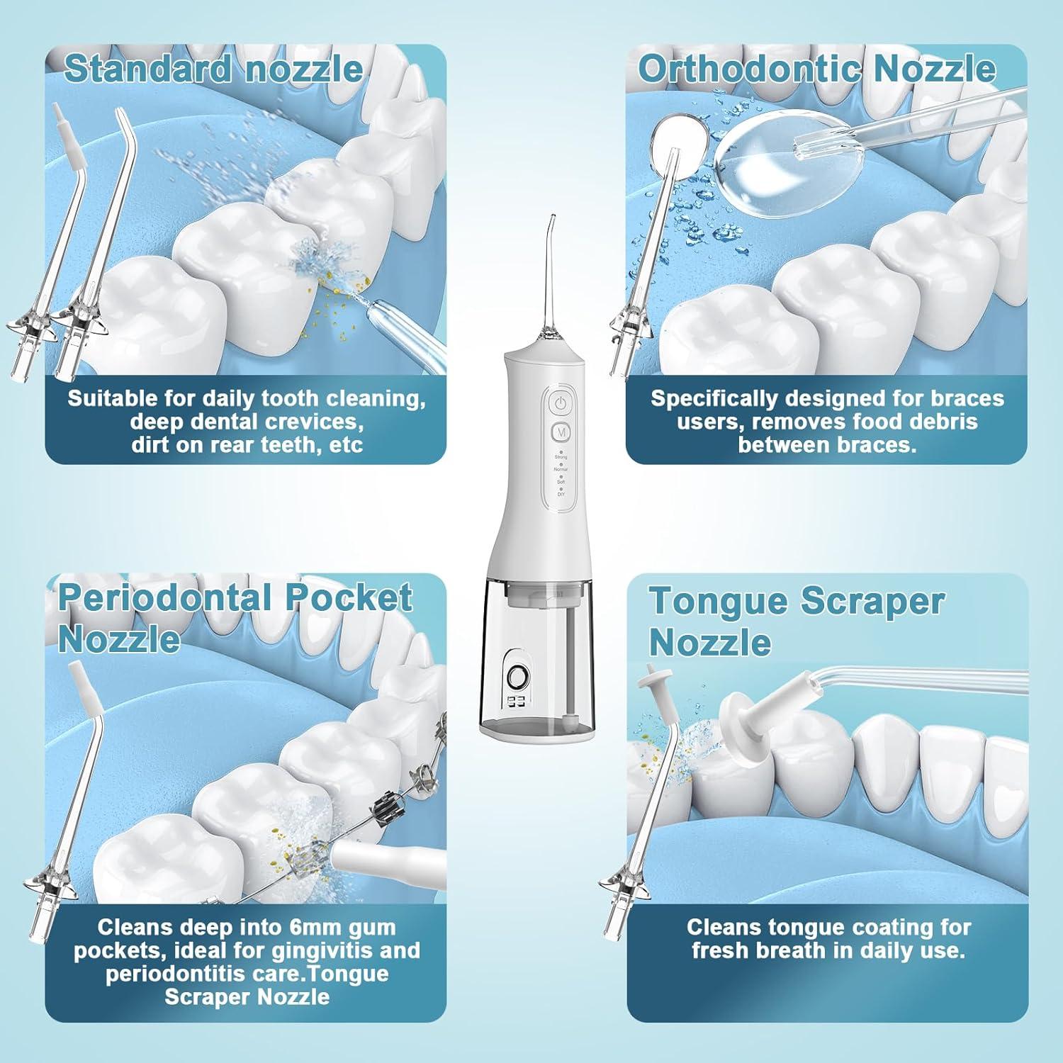 Irrigador Oral Inalámbrico HOOKKI 300ML 4 Modos IPX7 Blanco