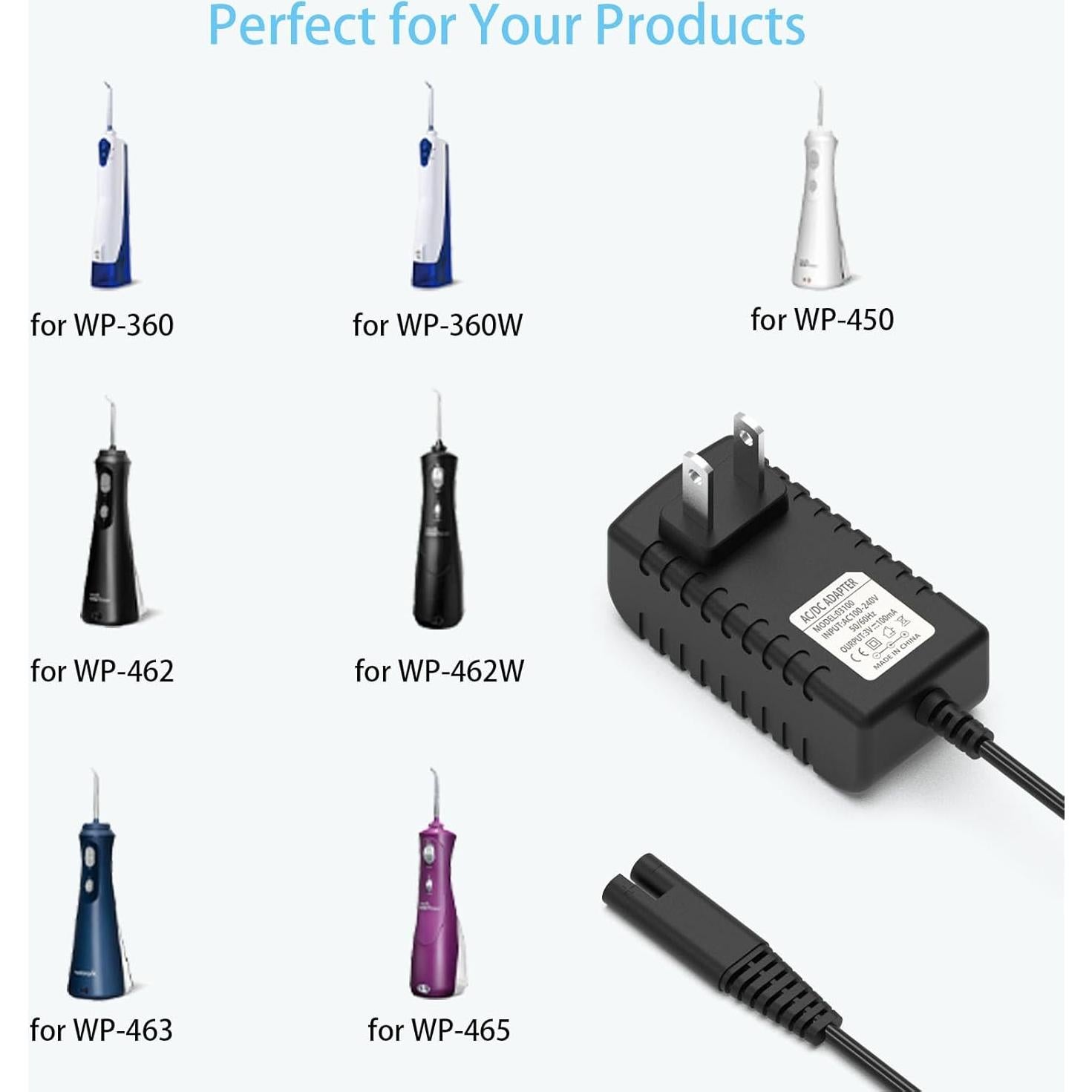 Cargador USB para Waterpik WP360 WP400 3V 5FT Negro